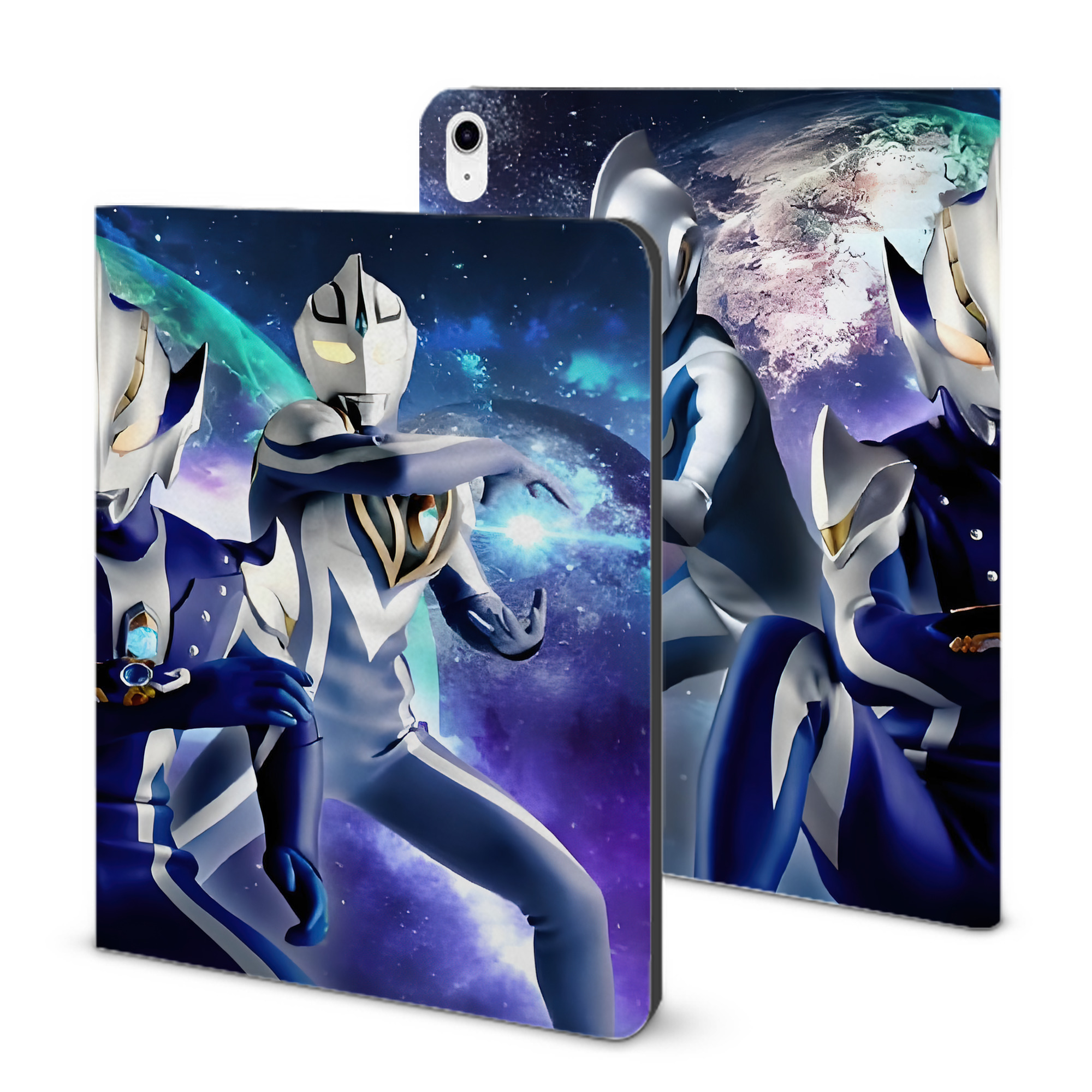 （画像用） ウルトラマン Ultraman IPad ケース ブック型 PUレザー TPU 耐衝撃 軽量 薄型 ペン収納なし 全面保護 IPad 各モデル対応